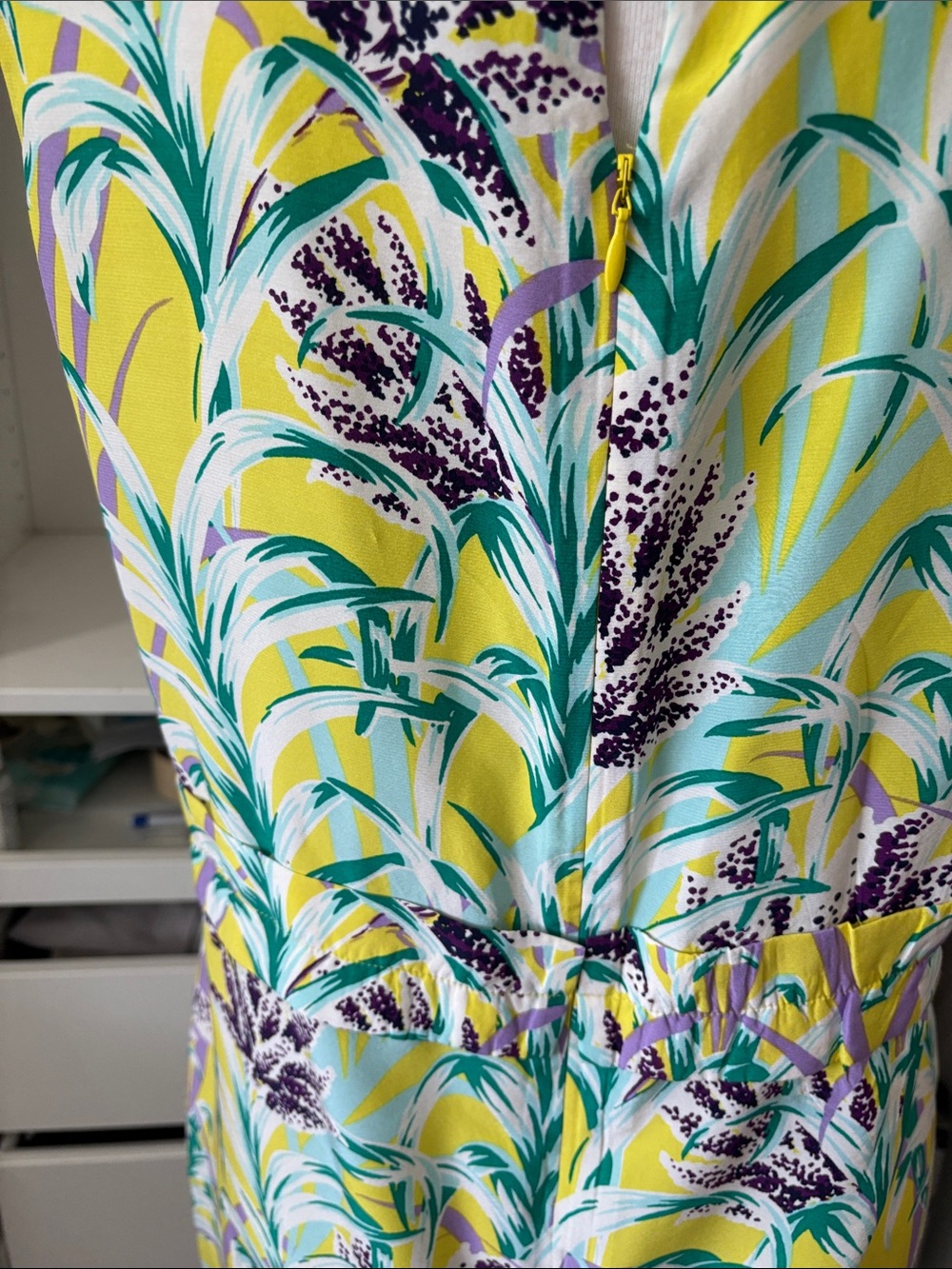 kate spade Yellow Tropical Print Mini Dress with Lavender Collar - Picture 5 of 15